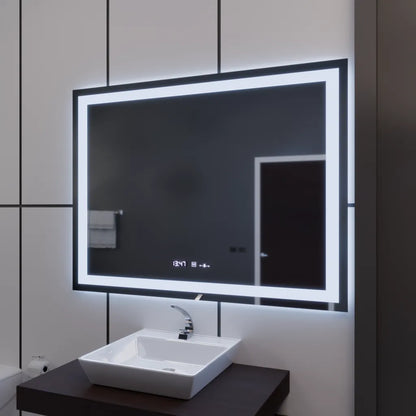 Mirror LED ορθογώνιο 120x80cm Vérité Motionglow Marcello, σύστημα απενεργοποίησης, θερμόμετρο και ρολόι, Daimable