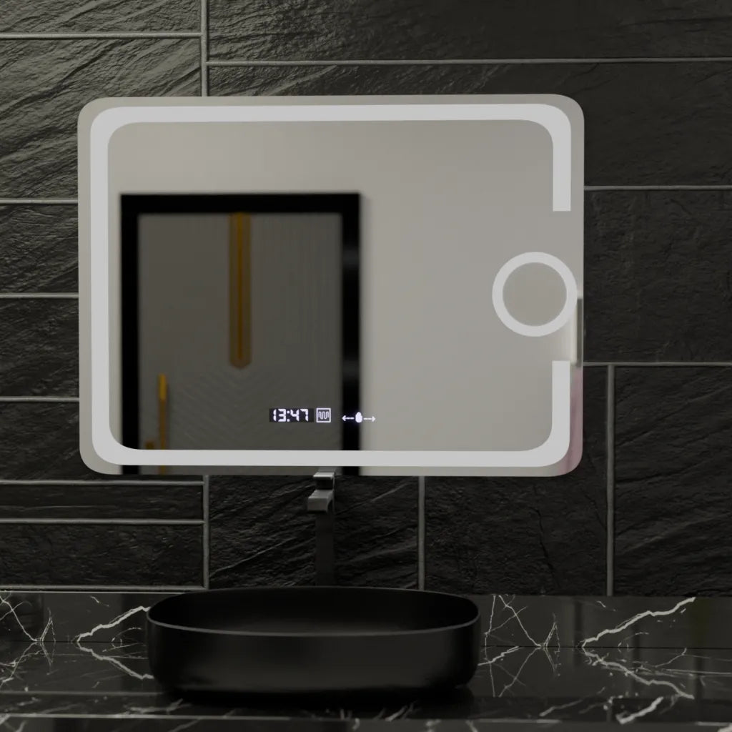 Mirror LED ορθογώνιο 80x60cm Eclat Motionglow Marcello Clock Defrition System & Wolf Θερμόμετρο Dimable Cosmetic