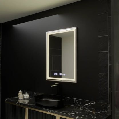Mirror LED ορθογώνιο 60x80cm Verite Imperial Silver Motion Glow Marcello Dishantic Clock Defrition System