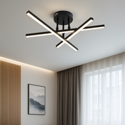 Πολυέλαιος LED με τηλεχειριστήριο 40W, 3 Στοιχεία, Γραμμικό, Κρύο/Ζεστό/Ουδέτερο φως, Ρυθμιζόμενο, Μαύρο