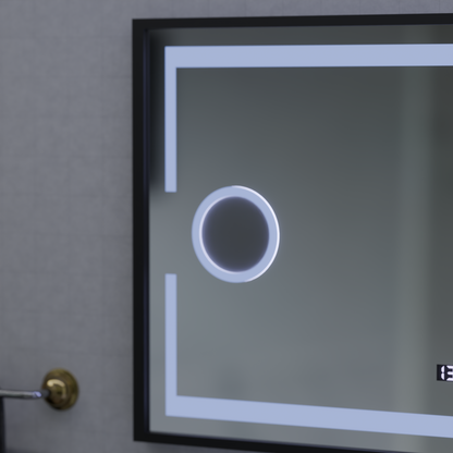 LED Mirror Motion Glow Sensor Domingo με συνάρτηση απόψυξης απόψυξης 120x65 cm κρύο/ζεστό/ζεστό φως, μαύρο βουρτσισμένο πλαίσιο, συλλογή Marcello Funghi