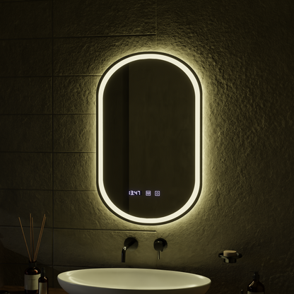 LED Touch Wilhelm Mirror System, ρολόι και θερμοκρασία 50x80 cm