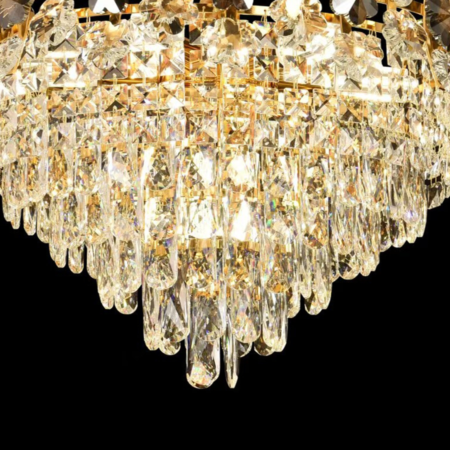 Πολυέλαιος Crystal Windsor Elegance 6x E14, διάμετρος 49cm, γυαλιστερό χρυσό, ρυθμιζόμενο ύψος
