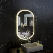 Οβάλ καθρέφτης LED, 50x80cm, Lucia Sensor Marcello, Σύστημα Demister, Ρολόι & Θερμόμετρο, Ρυθμιζόμενο