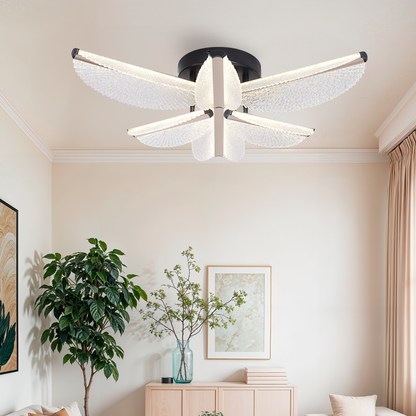 Πολυέλαιος LED με Τηλεχειριστήριο TULLIO 68W, 6 πέταλα, Κρύο/Ζεστό/Ουδέτερο φως, Ρυθμιζόμενο, Μαύρο