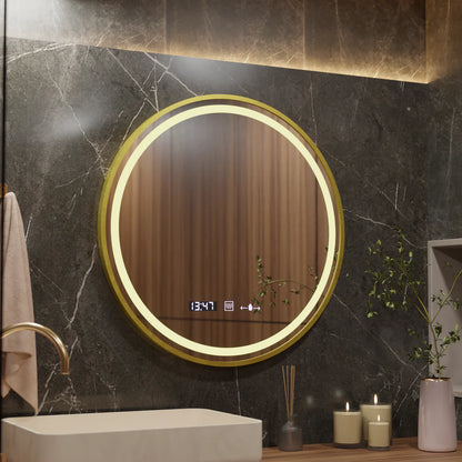 Mirror LED γύρο 60cm Celesti Royale Gold Eleve Motionglow Marcello Dimable Clock Discosting System
