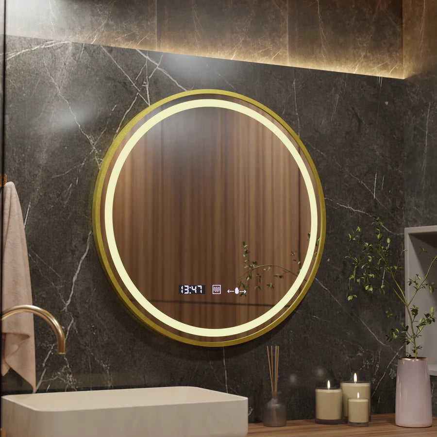 Mirror LED γύρο 60cm Celesti Royale Gold Eleve Motionglow Marcello Dimable Clock Discosting System