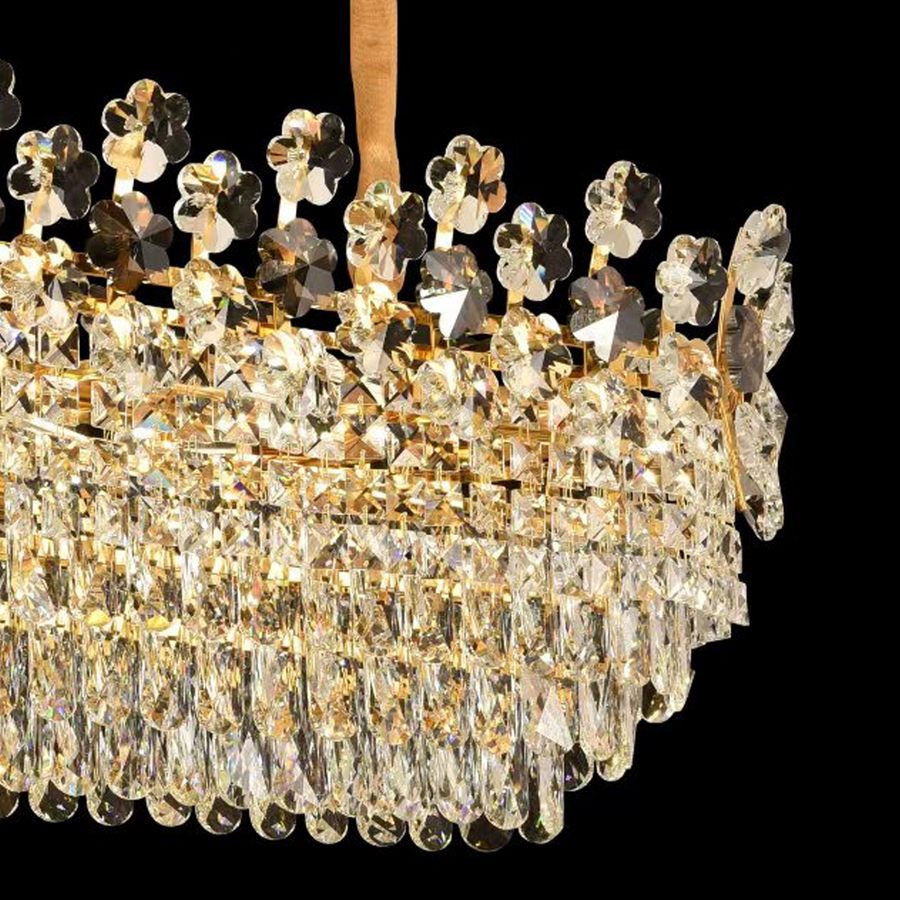 Πολυέλαιος Crystal Windsor Elegance 6x E14, διάμετρος 49cm, γυαλιστερό χρυσό, ρυθμιζόμενο ύψος