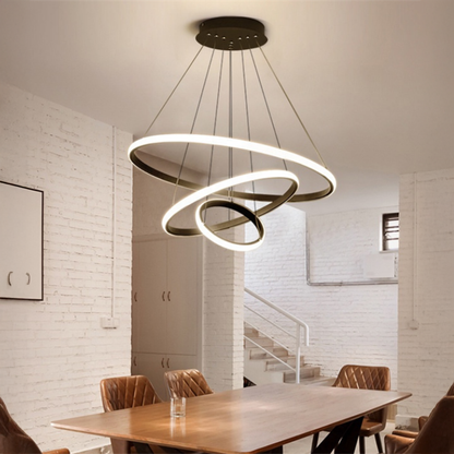LED πολυέλαιος με καθαρό τηλεχειριστήριο, 45W, 3 κύκλοι, κρύο/ζεστό/ουδέτερο φως, ασταθές, μαύρο