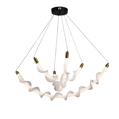 Κρεμαστός ακρυλικός πολυέλαιος LED LT760/3GD, 28W, ζεστό/ουδέτερο/κρύο φως 3000/4000/6000K, λευκό, ρυθμιζόμενο ύψος, μέταλλο και ακρυλικό