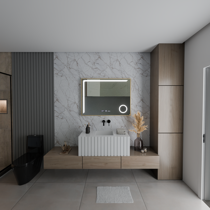 LED Mirror Sensor Motionglow Francesca 80x60 CM Cold Light/Cold/Neutra Dimable System Ρολόι Μάρκα Marcello Funghhi Συλλογή