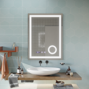 Mirror LED Touch Manfred Σύστημα πρόβλεψης, ρολόι και θερμοκρασία 60x80 cm καλλυντική μεγέθυνση