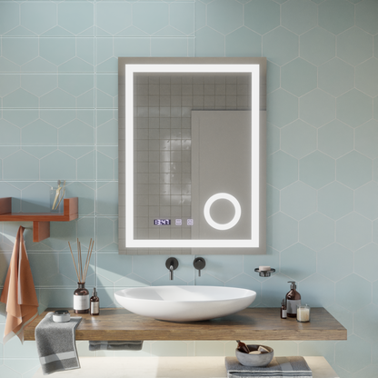 Mirror LED Touch Manfred Σύστημα πρόβλεψης, ρολόι και θερμοκρασία 60x80 cm καλλυντική μεγέθυνση
