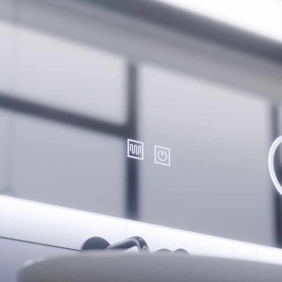 Ορθογώνιος καθρέφτης LED, 80x60cm, Piano Touch, Demist System, Dimmable, Cold Light 6000K