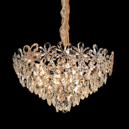 Magno Crystal Chandelier 11xE27, Διάμετρος 60cm, Γυαλιστερό Χρυσό, Ρυθμιζόμενο Ύψος, Μέταλλο και Κρύσταλλο