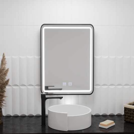 Mirror LED ορθογώνιο 90x75cm Edge Edge Luminous Touch System, Black Frame