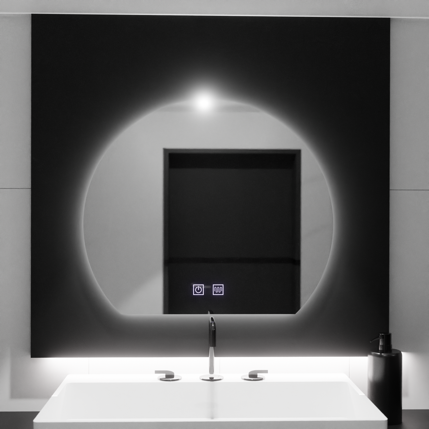 LED Mirror LED SEMILUNA 60x54 - Soluna Touch System, Dimable