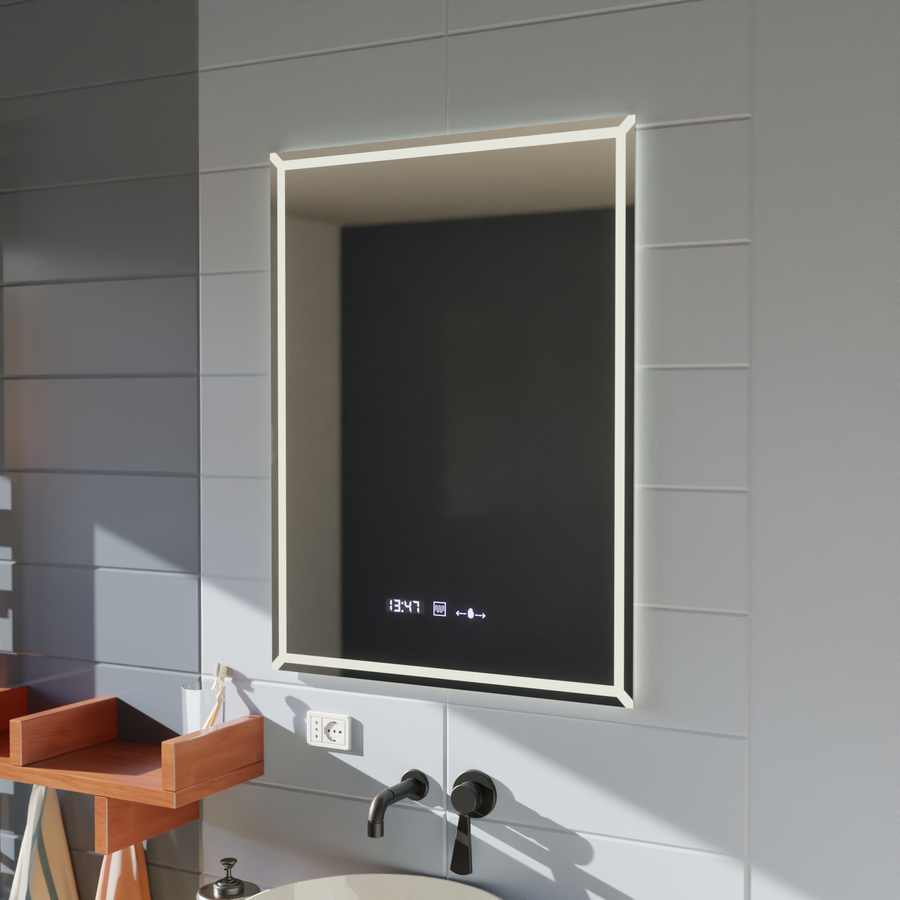 Ορθογώνιος καθρέφτης LED, 80x60cm, VillayTouch Marcello, Σύστημα Demister, Dimmable