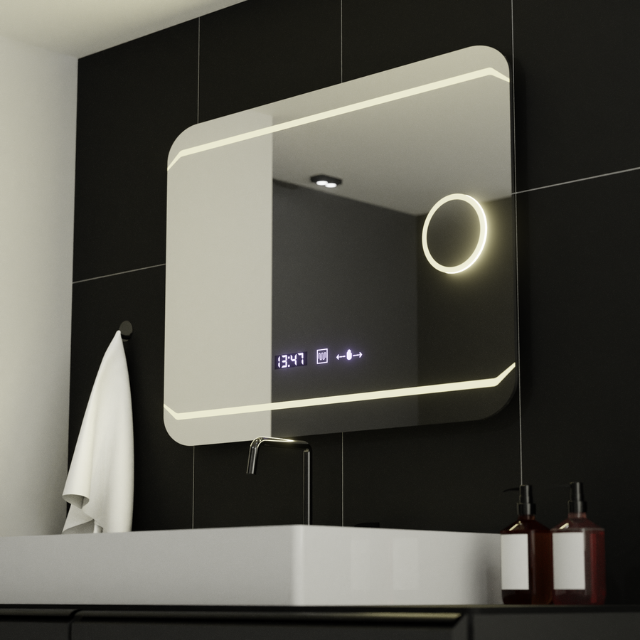 Ο ορθογώνιος καθρέφτης LED 80x60cm Stile Motionglow Marcello Discating System & Thermometer of the Cosmetics Dimable
