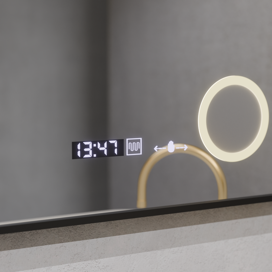 LED Mirror Sensor Motionglow Francesca 80x60 CM Cold Light/Cold/Neutra Dimable System Ρολόι Μάρκα Marcello Funghhi Συλλογή