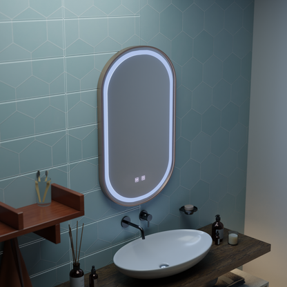 LED Touch Mirror Import System 50x80 cm Rose Gold Frame