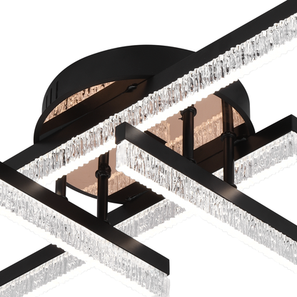 Πολυέλαιος LED με Τηλεχειριστήριο LT179/4BK, 35W, 4 Στοιχεία, Κρύο/Ζεστό/Ουδέτερο φως, Ρυθμιζόμενο, Μαύρο