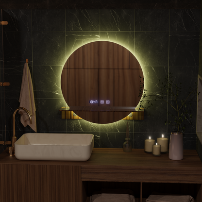 LED Touch Alfred Mirror System, ρολόι και θερμοκρασία 60x60 cm με ολοκληρωμένη υποστήριξη