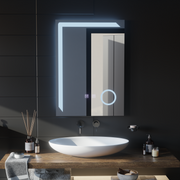 Mirror LED Touch Manfred Σύστημα πρόβλεψης, ρολόι και θερμοκρασία 60x80 cm καλλυντική μεγέθυνση