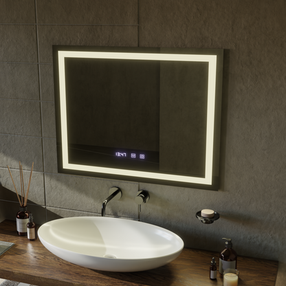 LED Touch Werner Mirror System, ρολόι και θερμοκρασία 80x60 cm