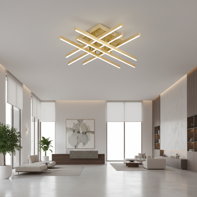 Πολυέλαιος LED με Τηλεχειριστήριο LINEX, 81W, Light 3000K/4000K/6000K, Dimmable, Gold