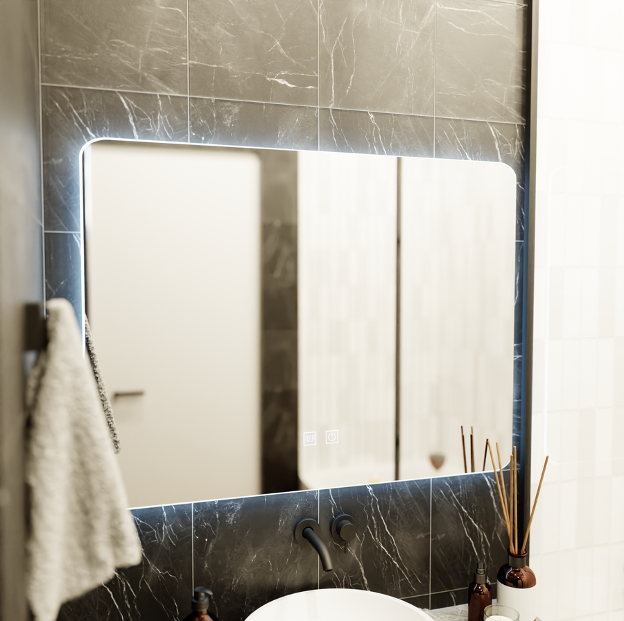 ARTEA Ορθογώνιος καθρέφτης LED αφής, 80X60cm, Σύστημα Demister, Dimmable, Race Light 6000K