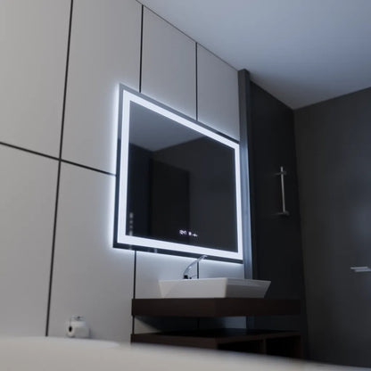 Mirror LED ορθογώνιο 120x80cm Vérité Motionglow Marcello, σύστημα απενεργοποίησης, θερμόμετρο και ρολόι, Daimable