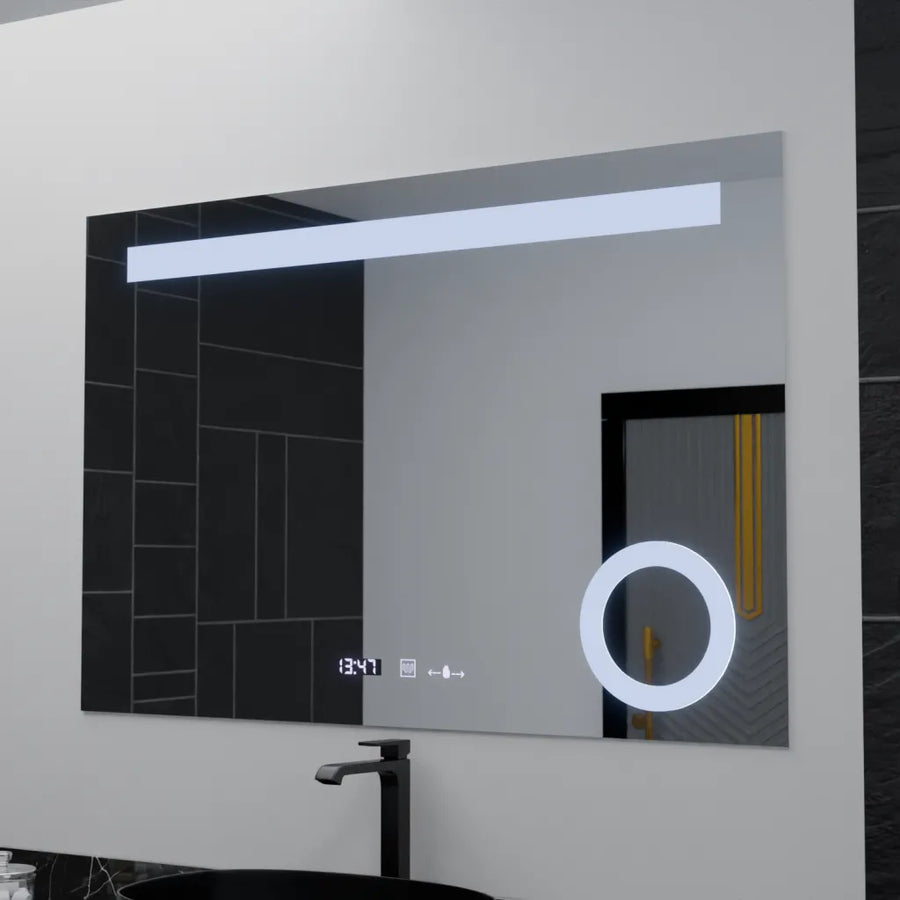 Mirror LED ορθογώνιο 120x80cm Absolu Motionglow Marcello Διάρκεια Ρολόι & Commensurial Θερμόμετρο
