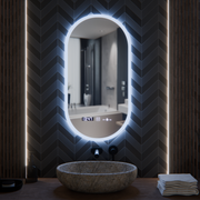 Οβάλ καθρέφτης LED, 50x100cm, Lucia Sensor Marcello, Σύστημα Demister, Ρολόι & Θερμόμετρο, Dimmable