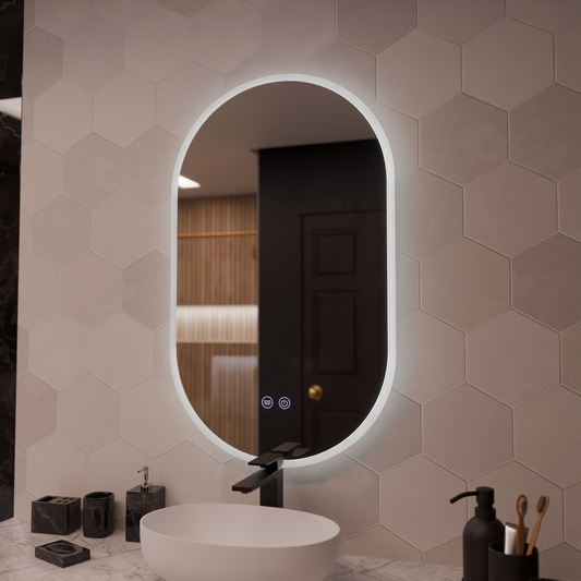 Oval LED Mirror 50x80cm Llexort Touch Deframe Dimable System