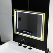 LED ορθογώνιο LED Mirror 80x60cm Crystallo Motionglow Marcello Dimable Clock Disrosting System