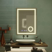 Mirror LED Touch Manfred Σύστημα πρόβλεψης, ρολόι και θερμοκρασία 60x80 cm καλλυντική μεγέθυνση