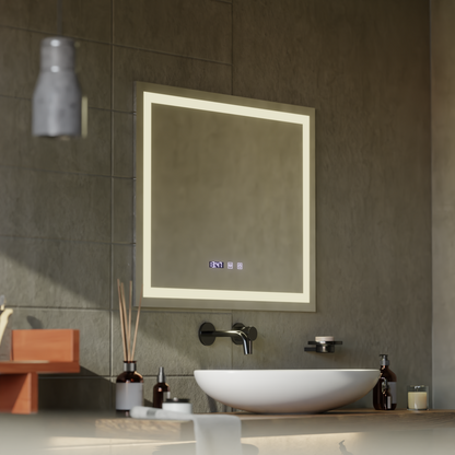 LED Touch Werner Mirror System, ρολόι και θερμοκρασία 80x60 cm