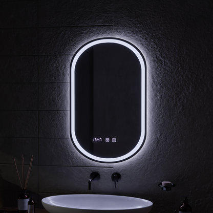 LED Touch Wilhelm Mirror System, ρολόι και θερμοκρασία 50x80 cm