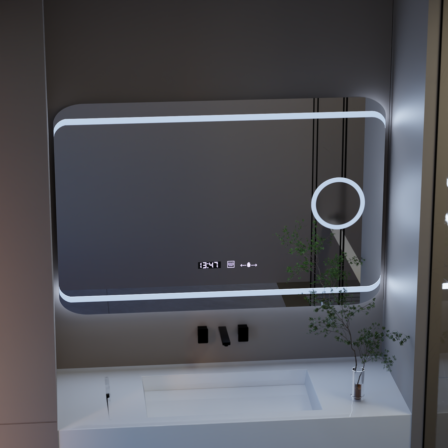Mirror LED ορθογώνιο 120x80cm Capri Stile Motionglow Marcello Αποσυναρμολόγηση ρολογιού & θερμόμετρου Wolf Cosmetic