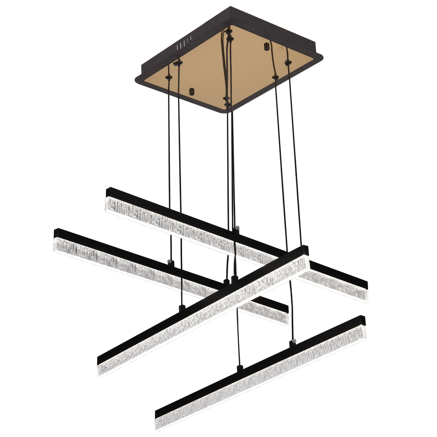 Κρεμαστός κρυστάλλινος πολυέλαιος LED LT181/4BK, 55W, Light 3000/4000/6000K, Μαύρος, Ρυθμιζόμενο Ύψος