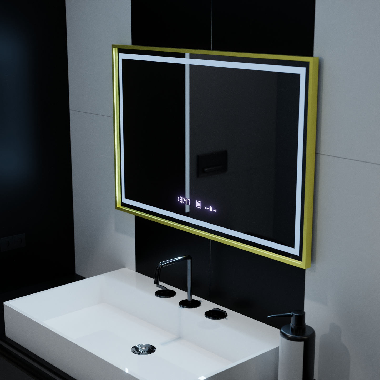 Mirror LED ορθογώνιο 120x80cm specchio motionglow marcello Σύστημα πρόβλεψης ρολογιού & Dimable Thermometer