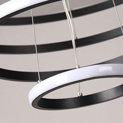 LED πολυέλαιος με καθαρό τηλεχειριστήριο, 45W, 3 κύκλοι, κρύο/ζεστό/ουδέτερο φως, ασταθές, μαύρο