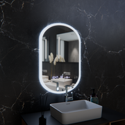 Οβάλ καθρέφτης LED, 50x80cm, Lucia Sensor Marcello, Σύστημα Demister, Ρολόι & Θερμόμετρο, Ρυθμιζόμενο