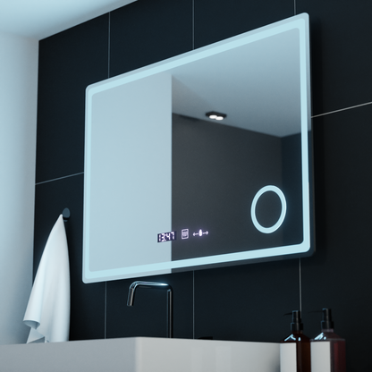 Mirror LED ορθογώνιο 90x60cm Bellezza Riflesso Puro Motionglow Marcello Dishantic Clock System