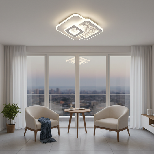 Πολυέλαιος LED KOMPACTO 56W, 3 Τετράγωνα, Κρύο/Ζεστό/Ουδέτερο φως, Λευκό