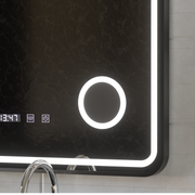Mirror LED Touch Ulrich ΣΥΣΤΗΜΑ ΔΙΑΚΟΠΗΣ, Ρολόι και Θερμοκρασία 60x80 cm Μαύρο Ramahed Cosmetics LUP