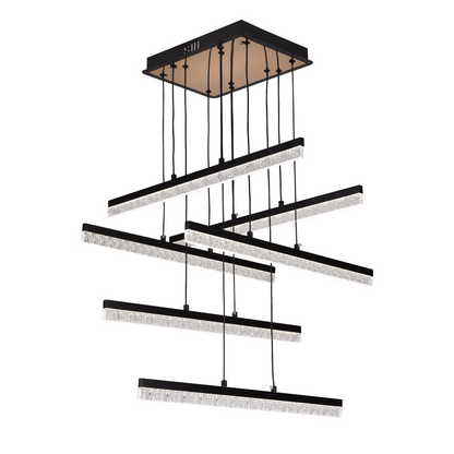 Κρεμαστός κρυστάλλινος πολυέλαιος LED LT181/6BK, 84W, Light 3000/4000/6000K, Μαύρος, Ρυθμιζόμενο Ύψος