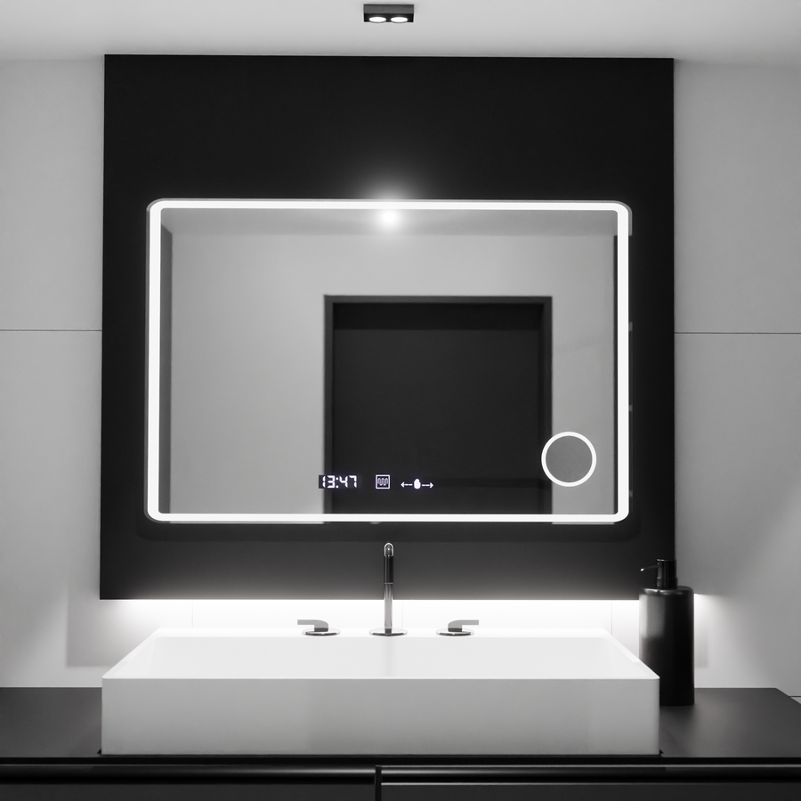 Mirror LED ορθογώνιο 120x80cm Aura Riflesso Poro Motionglow Marcello System Disability & Thermometer of the Caimity of the Cosmetic