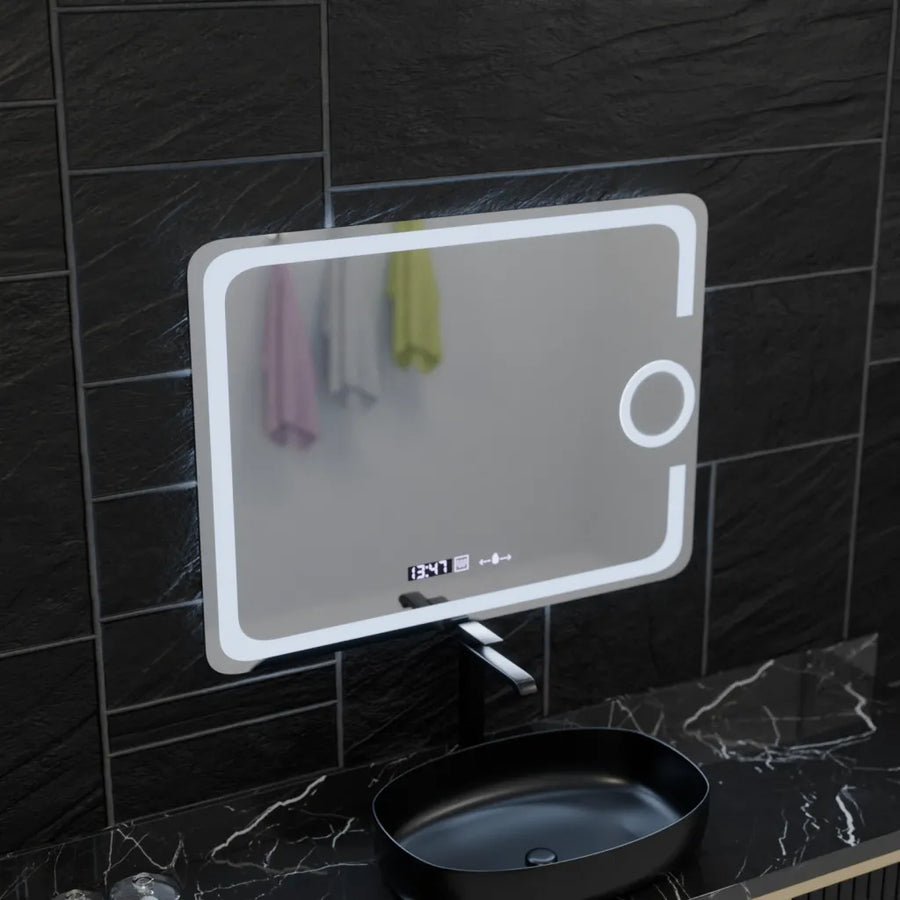Mirror LED ορθογώνιο 80x60cm Eclat Motionglow Marcello Clock Defrition System & Wolf Θερμόμετρο Dimable Cosmetic